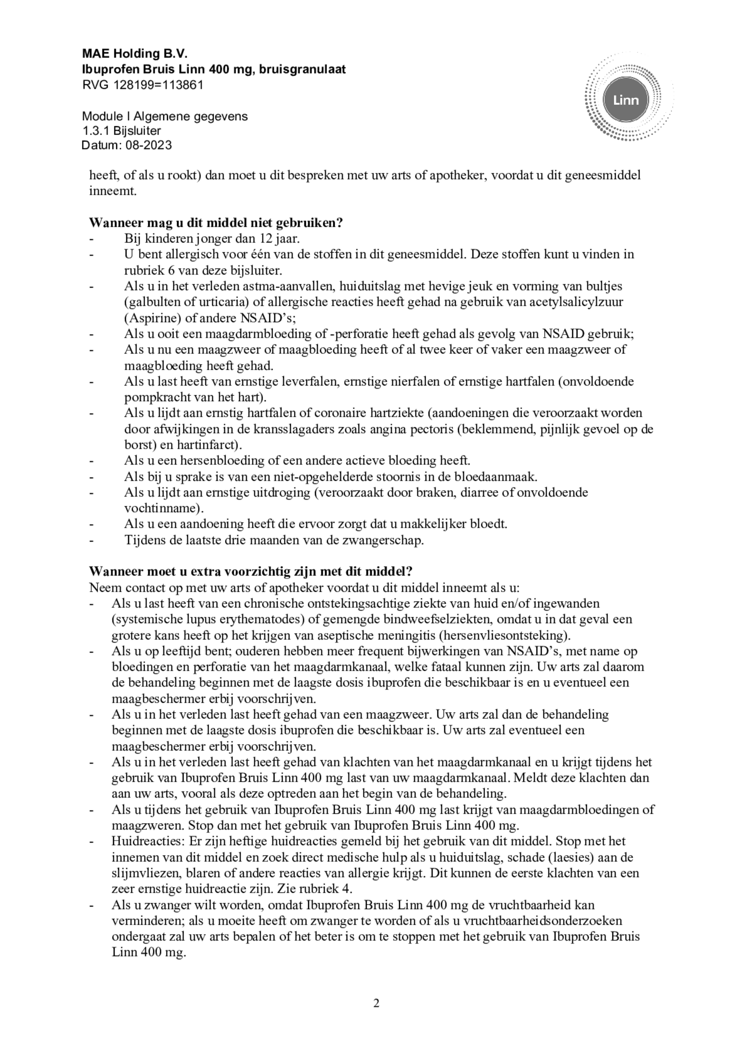 Ibuprofen Bruis Sachets 400mg afbeelding van document #2, bijsluiter